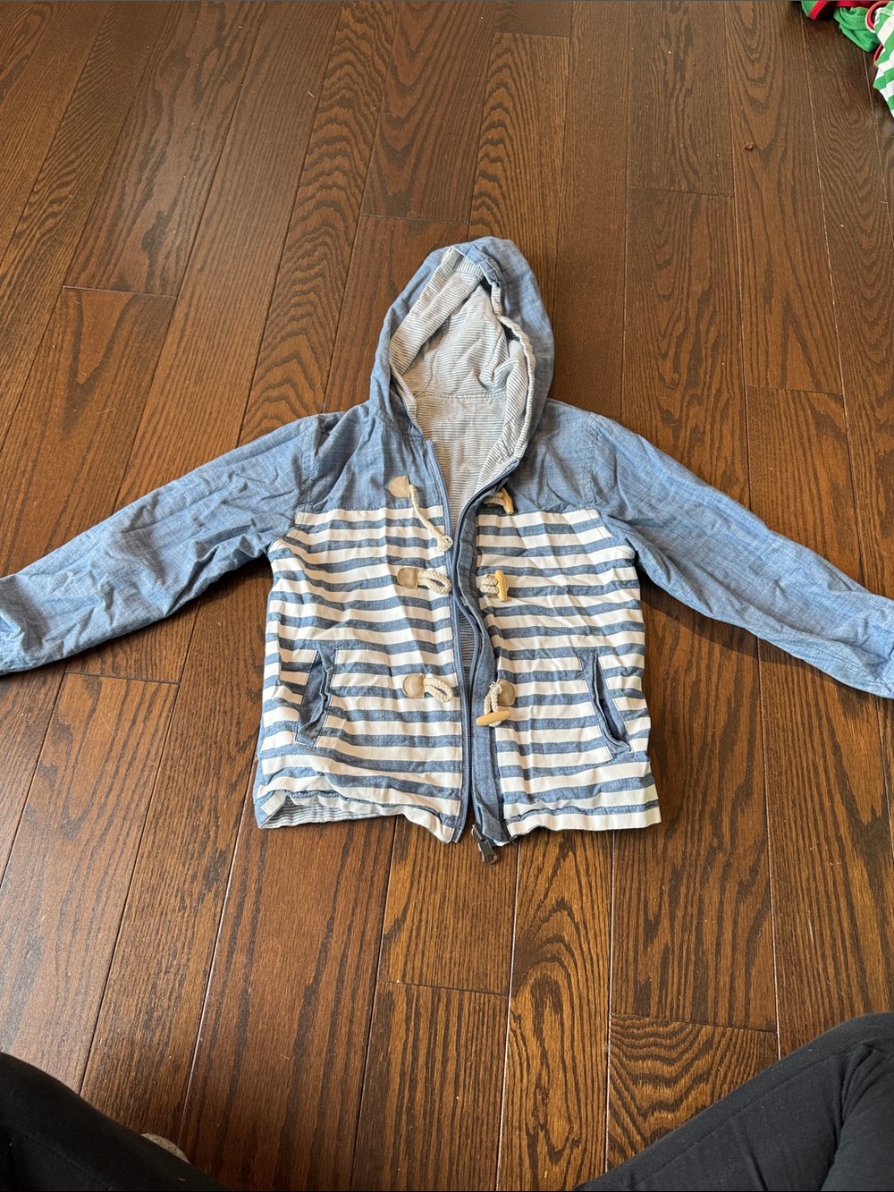 Kids Blue & White Nautical Striped Hooded Jacket